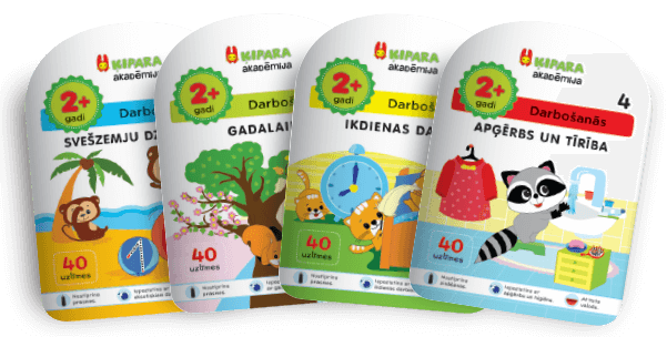 Krāsainu latviešu izglītojošu kartiņu komplekts bērniem ar dzīvniekiem, augiem un dabas tematikas ilustrācijām.